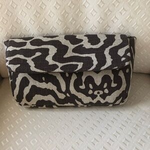 Brown/Beige Zebra Print Hand Crafted Clutch - Front Flap w/Magnetic Closure